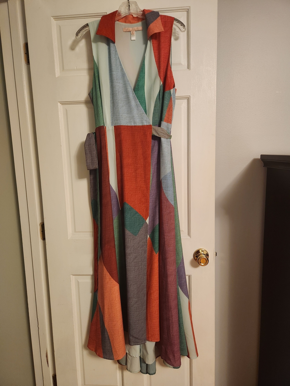 Hutch Colorblock Sleeveless Wrap Maxi Dress in Orange, Green, Purple